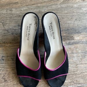 Taryn Rose black velvet accent pink shoes.